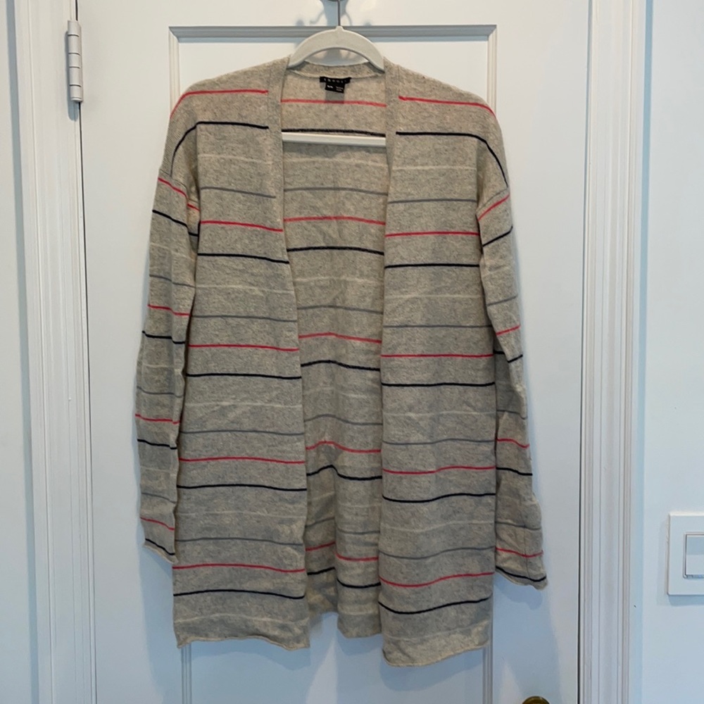Theory cashmere striped duster cardigan